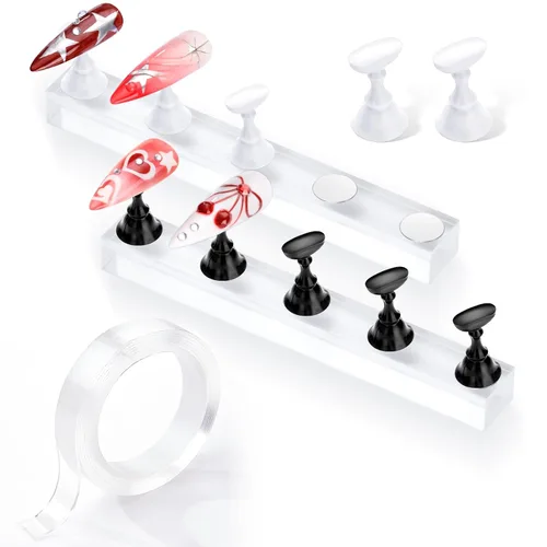 Miniatura 14 de Makartt Soporte de uñas para uñas a presión, práctica de pintura artística, soporte magnético para pintar uñas, soporte para diseños de uñas