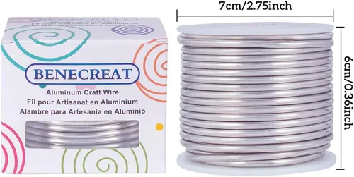 Miniatura 2 de BENECREAT Alambre de aluminio flexible para esculpir joyas de calibre 9, 55 pies, resistente al deslustre, para trabajos de joyería, manualidades