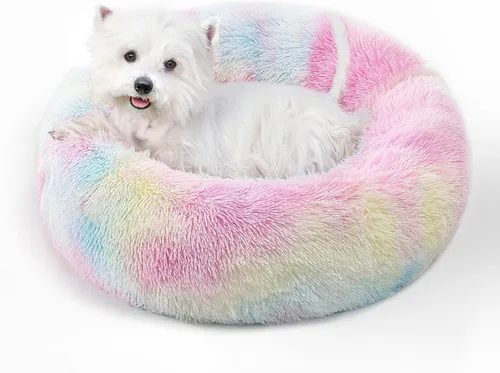 Miniatura 7 de Cama calmante para perros y gatos para gatos de interior, tamaño mediano, lavable, antideslizante, contra la ansiedad, camas tipo dona para perros