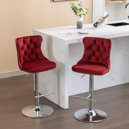 Miniatura 17 de Sillas para Barra de Cocina, Bancos para Barra de Cocina, juego de 2 sillas giratorias de bar de cocina con respaldo, para el hogar pub e isla Negro