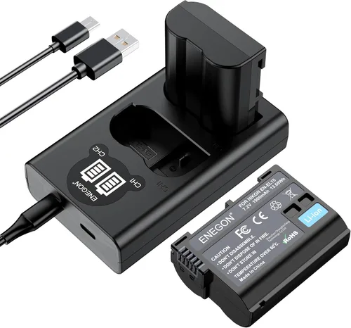 ENEGON Baterías EN-EL15C (paquete de 2) y kit de cargador dual LED inteligente para Nikon ZF Z6, Z7 Z8 D7500 D7000, D7100, D7200 D500, D600, D610,