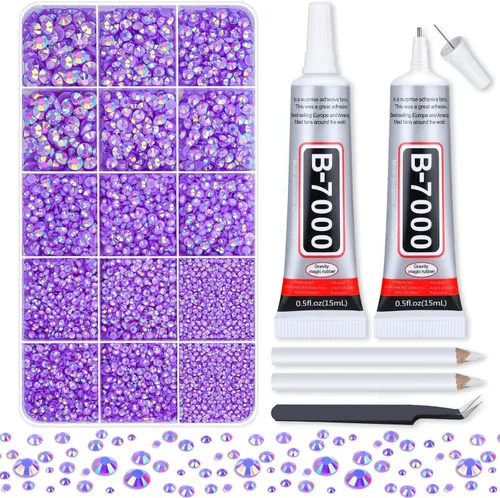 Miniatura 13 de Pegamento adhesivo B7000 con 14000 piezas de diamantes de imitación rosa intenso para manualidades, diamantes de imitación de color rosa AB gelatina