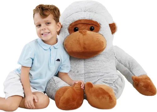 Gorila gigante de peluche, juguetes de peluche grandes de gorila, juguetes de animales de la selva, animales de peluche jumbo esponjosos de 31