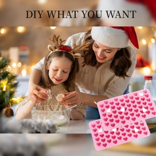 Miniatura 5 de Paquete de 2 moldes de silicona con forma de corazón, antiadherentes, de grado alimenticio, moldes para hornear, moldes reutilizables para dulces