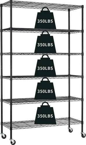 Miniatura 10 de HCY Estante de almacenamiento de 6 niveles, estantería de almacenamiento resistente, estante de metal ajustable en altura NSF con ruedas para Cromado