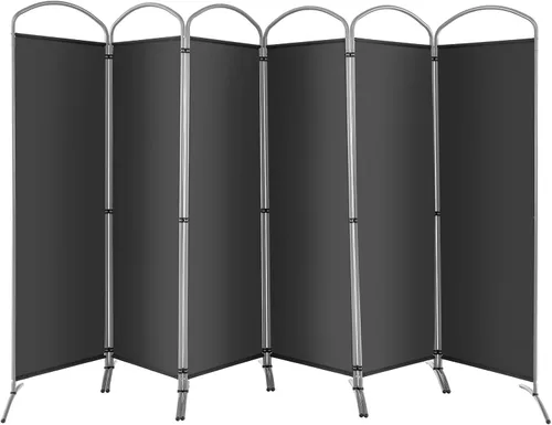 Miniatura 10 de GOFLAME Divisor de habitación de 6 paneles, pantalla de privacidad plegable de 6 pies con marco de metal estable, divisor de pared de tela