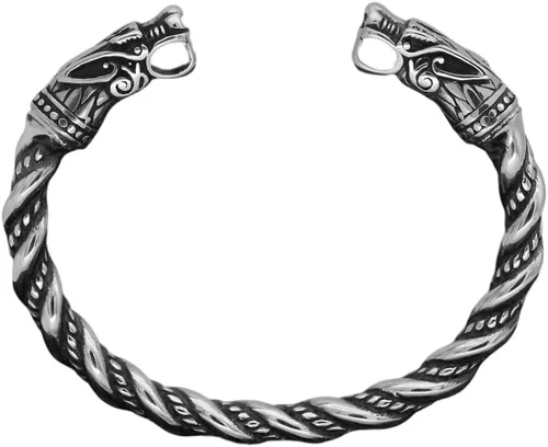 Sisadodo Pulsera de cabeza de lobo de dragón para hombres y niños, regalo de Navidad, brazalete pagano, pulsera celta vikinga, anillos de brazo