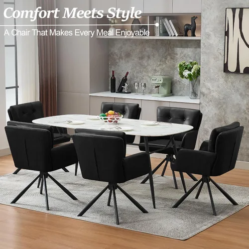 Miniatura 8 de WUTUTUEE Juego de 2 sillas de comedor de piel sintética, modernas, tapizadas, giratorias, cómodas sillas de comedor con respaldo medio, sillón