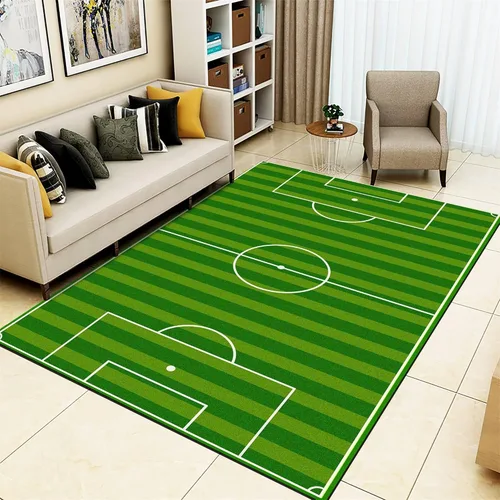 Alfombras de campo de fútbol, 2 x 3 pies, alfombras de fútbol de césped verde para niños, no desprende pelusa, alfombras de juego de jardín de 9