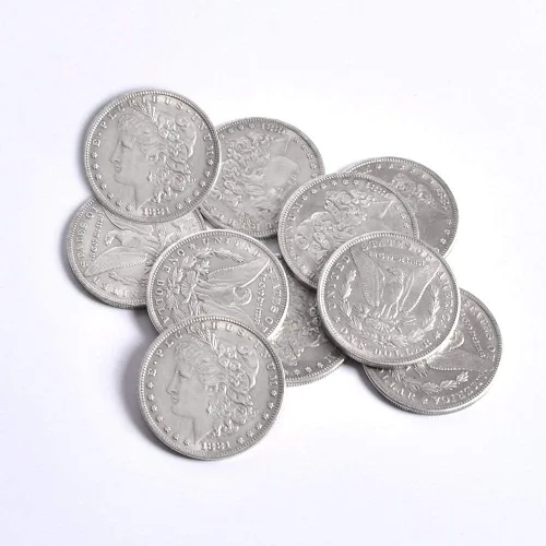 blue-ther Monedas mágicas de metal, moneda de dólar de Morgan de acero, truco de magia (1.5 in de diámetro), accesorios mágicos de copia (10