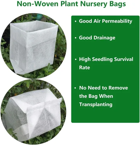 Miniatura 4 de 100 bolsas de cultivo de vivero, bolsa de cultivo de plántulas de tela no tejida para una alta tasa de supervivencia de plántulas, paquetes