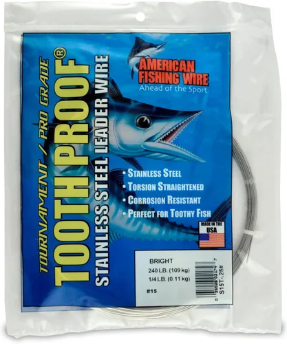 Miniatura 52 de AFW Alambre Líder Duro de Una Hebra de Acero Inoxidable a Prueba de Dientes - Brillante y Camuflaje para Tiburón, Barracuda, Caballa Real, Wahoo
