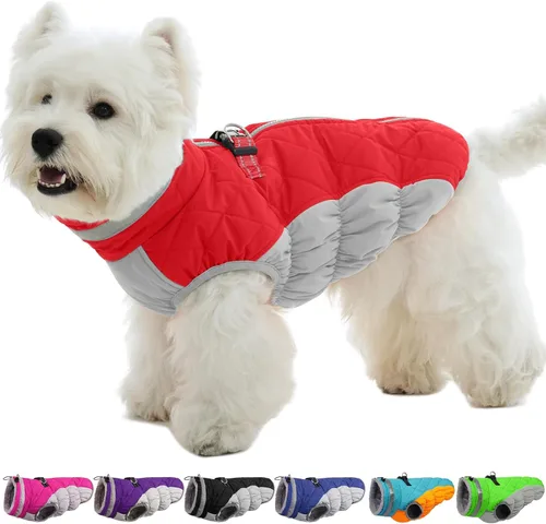 Miniatura 42 de Abrigo de invierno para perro, chaqueta grande para perro, chaqueta impermeable para mascotas con cremallera trasera, abrigo para mascotas con arnés