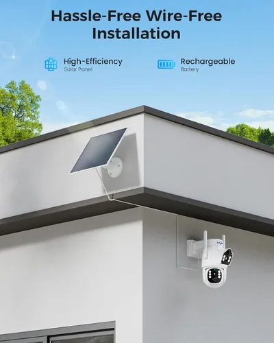 Miniatura 5 de Hiseeu Cámara solar inalámbrica al aire libre de 4MP de doble lente, cámara de seguridad para el hogar inalámbrica WiFi Pro de 5G y 2.4G, PTZ