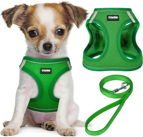 Miniatura 35 de YIMEIS Juego de arnés y correa para perro, arnés de malla suave sin tirones, chaleco reflectante ajustable para cachorros para perros pequeños