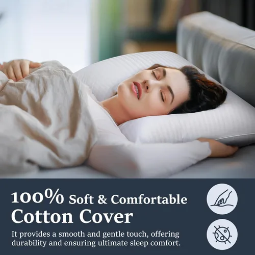 Miniatura 3 de COZSINOOR Almohadas de Plumas de Ganso Tamaño Queen Juego de 2 - Almohada de Cama de Plumón de Hotel para Dormir, Funda de Algodón Suave de 600 TC