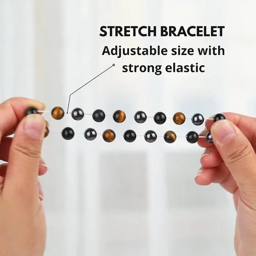 Miniatura 128 de Crystal Vibe Pulseras de cuentas de 0.315 in para mujeres y hombres, pulseras de cristal con piedras preciosas naturales, tamaño elástico ajustable