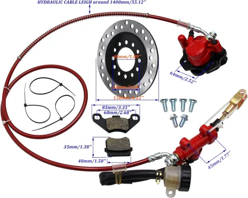 Miniatura 2 de Sistema de Caliper de Freno de Disco Trasero Hidráulico con Pastillas, Disco y Rotor para Moto de Cross, Quad, ATV, Go Kart, Buggy Arenoso de 150cc