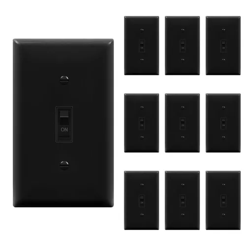 Miniatura 12 de ENERLITES Paquete de placas de pared con luz de palanca, interruptor eléctrico de un solo polo, 15 A 120-277 V, tornillo de puesta a tierra, grado