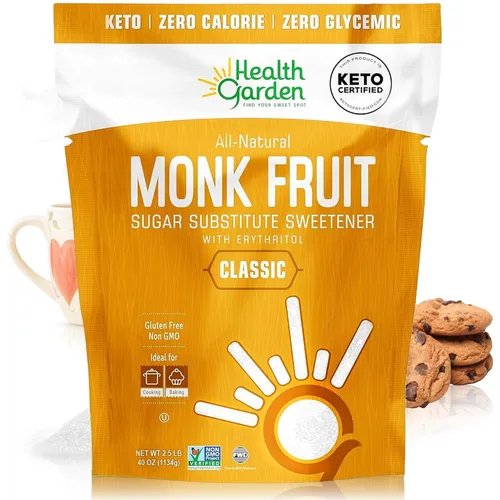 Miniatura 12 de Health Garden Edulcorante de fruta de monje, clásico, sin OMG, sin gluten, sustituto del azúcar, Kosher, apto para dieta cetogénica (3 libras)