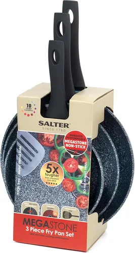 Miniatura 9 de Salter BW06235S Megastone - Juego de 3 sartenes antiadherentes, 20, 24 y 11.0 in, apto para lavavajillas y utensilios de metal, 100% libre de PFOA