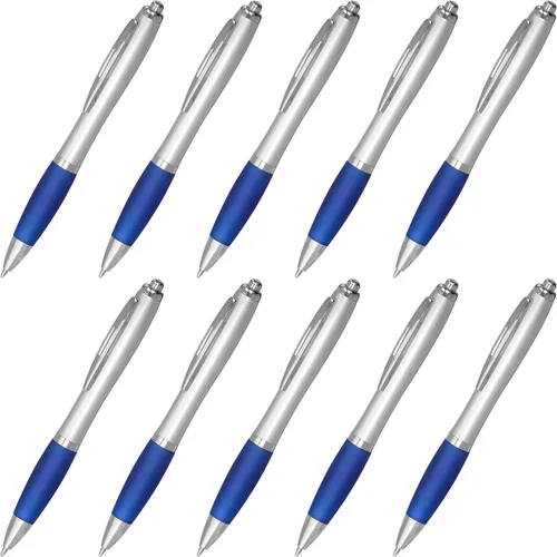 Miniatura 22 de DISCOUNT PROMOS - Bolígrafos personalizados con agarre de goma y tinta negra, paquete de 10 unidades, diseño ergonómico, ideal para oficina