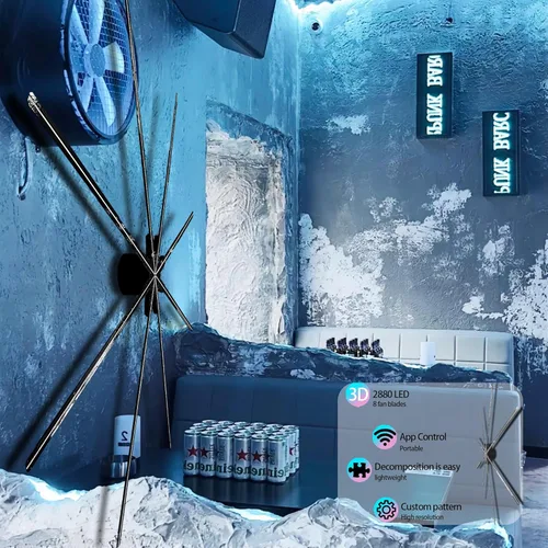 Miniatura 7 de Ventilador de holograma 3D grande de 59.1 in (59 pulgadas) - Pantalla de publicidad comercial, proyector holográfico LED de 8 hojas, control WiFi