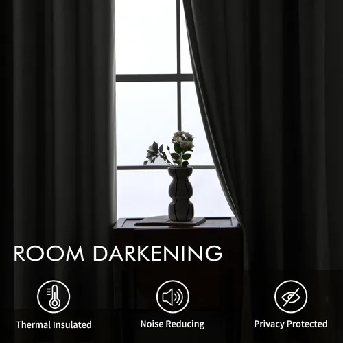 Miniatura 3 de EMEMA Cortinas opacas de terciopelo de 84 pulgadas, 2 paneles, cortinas de lujo con aislamiento térmico para dormitorio, con ojales, insonorizadas