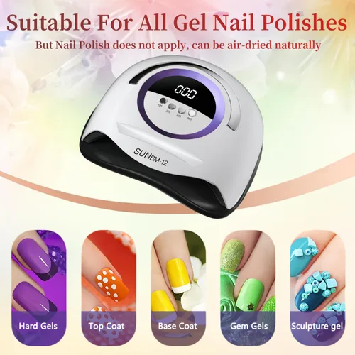 Miniatura 5 de Lámpara de uñas UV LED con 72 perlas, lámparas de curado de uñas de 300 W para esmalte de gel con sensor automático/4 ajustes de temporizador