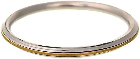 Miniatura 2 de Will and Weaves - Pulsera Kada de acero inoxidable para hombres y mujeres con línea dorada de 2.6 pulgadas de diámetro, plata