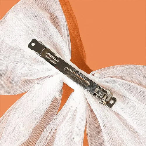 Miniatura 5 de Clip de velo de velo para novia, horquillas de velo con pinzas para el cabello con lazo de malla de perlas (negro)