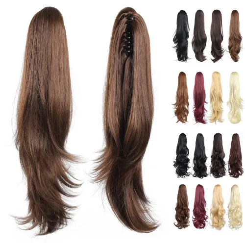 Miniatura 158 de Extensiones de cola de caballo de cabello rubio, extensiones de cola de caballo para mujer, pinza de extensiones de cabello rizado de 12 pulgadas