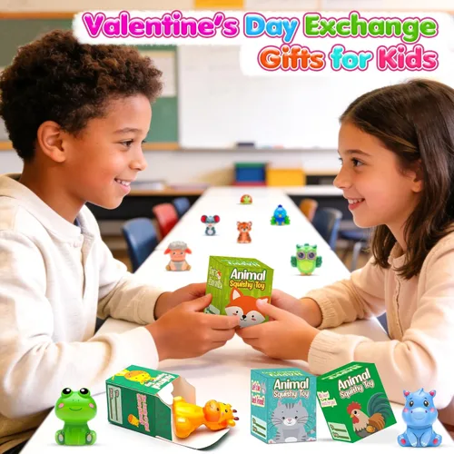 Miniatura 4 de vewicokop Regalos del día de San Valentín para niños con juguetes blandos de animales, paquete de 24 juguetes de alivio del estrés de aumento lento