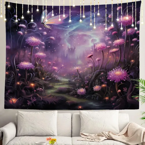 Miniatura 32 de Shrahala Tapiz de pared con paisaje de lago de otoño, bosque amarillo, para colgar en la pared, tapiz grande, decoración de fibra de poliéster