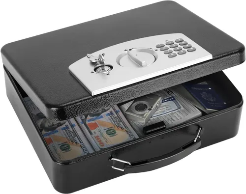 KYODOLED Caja de seguridad con cerradura de teclado digital, caja de seguridad con código para artículos personales, caja de seguridad de metal para