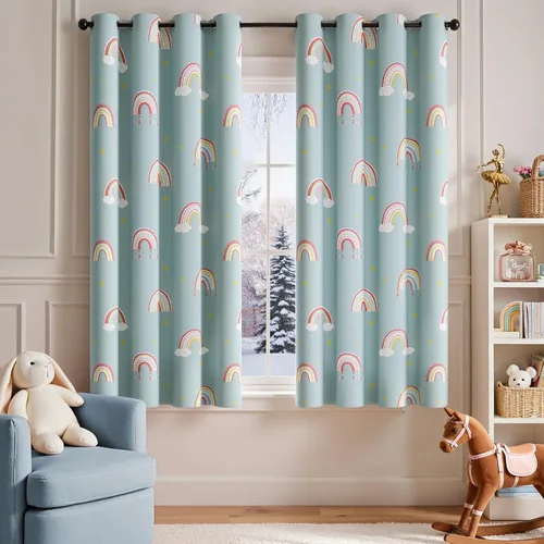 Miniatura 15 de jinchan Cortinas de Guardería 95% Blackout Rosa 63 Pulgadas de Largo Cortinas Florales para Habitación de Niñas, Cortinas de Estilo Granja para Sala