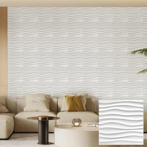 Miniatura 20 de Heikki Paquete de 30 Paneles de Pared 3D para Decoración de Pared Interior, Paneles de Pared con Textura de Flores de PVC para Sala de Estar