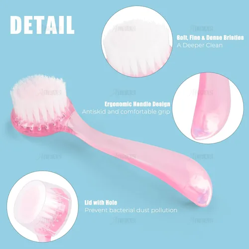 Miniatura 9 de AUEAR, Paquete de 4 cepillos faciales para limpieza y limpieza facial con tapa para mujeres y niñas, lavado y masaje de maquillaje