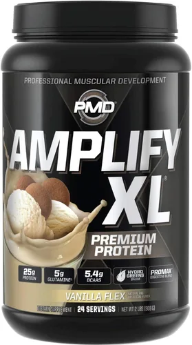 PMD Sports Amplify XL Premium Suplemento de proteína de suero Hydro Greens Blend - Matriz de proteína de glutamina y suero con superalimento para