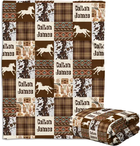 Miniatura 21 de Mantas con estampado de vaca, mantas occidentales para bebés, mantas de bebé vaquero, mantas de bebé personalizadas para niñas y niños, Cosas