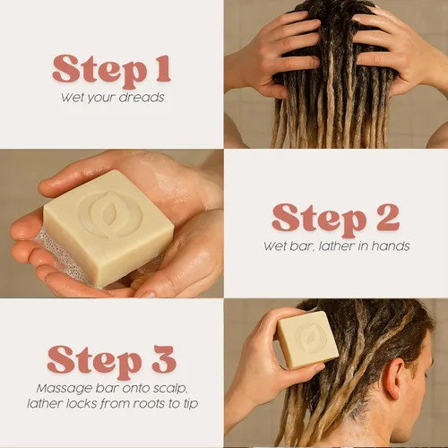 Miniatura 8 de Vegan Loc Shampoo Bar - Champú clarificador de rastas de pachulí sin residuos, hecho para el cuidado del cabello de las rastas