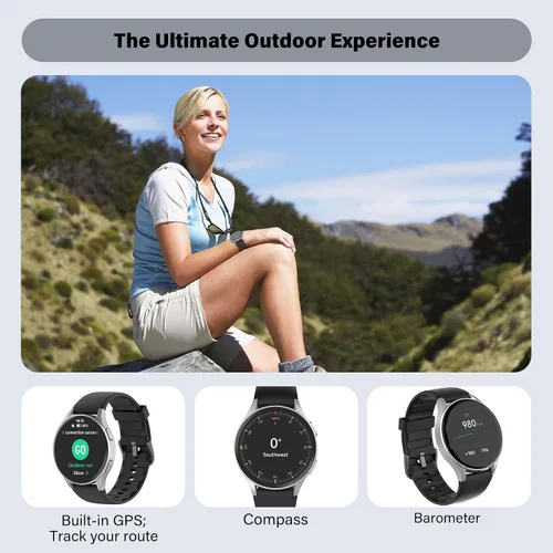 Miniatura 3 de Reloj inteligente para hombres y mujeres (respuesta/hacer llamadas) – AMOLED de 1.32 pulgadas negro mate rastreador de actividad con GPS y Alexa