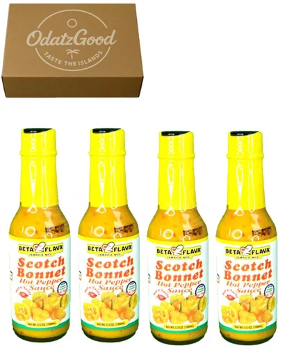 Beta Flava (Ocho Rios) Scotch Bonnet - Salsa de pimiento picante de 5.5 onzas, paquete de 4 paquetes con ODatzgood (paquete de 4 de 5 onzas)