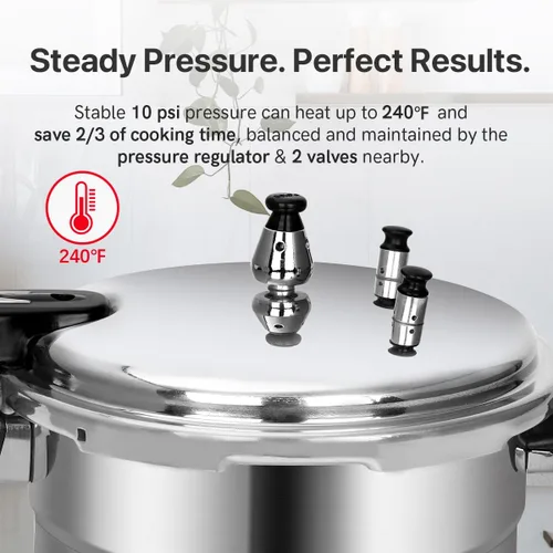 Miniatura 3 de Fulgutonit Olla a presión de 5.3 cuartos de galón, olla de presión compatible con inducción de 10 psi, con control de presión múltiple y protección