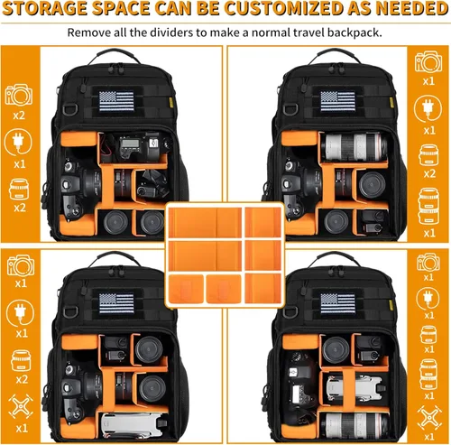 Miniatura 3 de TORIBIO Mochila para Cámara para DSLR/SLR/Sin Espejo Fotografía Cámara, Bolsa Táctica para Cámara Estuche Resistente al Agua Mochila de Viaje