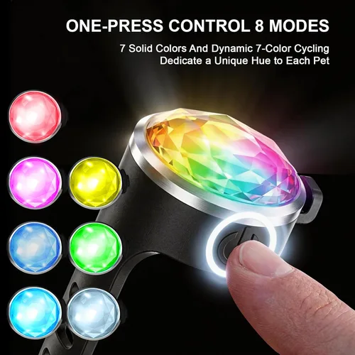 Miniatura 3 de Paquete de 2 luces para collar de perro, recargable USB-C con clip, luz LED impermeable de seguridad para mascotas con correa de silicona ajustable
