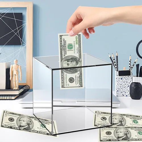 Miniatura 2 de Alcancía transparente para adultos y niños, caja de ahorro de dinero de acrílico, alcancía no se puede abrir para adultos, tarro de propina