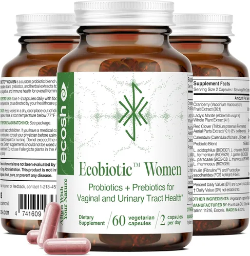 Ecosh Probiótico para mujer para el equilibrio del pH, el tracto urinario y la salud intestinal - Probióticos vaginales para mujeres con