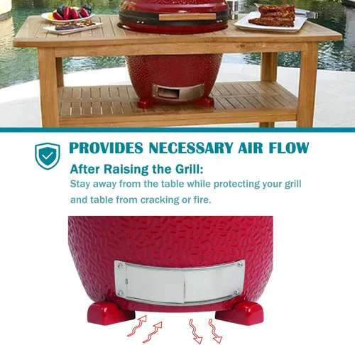 Miniatura 4 de Juego de 3 zapatos de cerámica para parrilla Kamado, piezas de accesorios para parrilla Kamado, Classic y Big JoeGrill o Primo Big Green Egg
