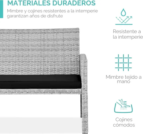 Miniatura 3 de Best Choice Products juego de muebles de mimbre para patio al aire libre, de 4 piezas, juego de conversación para el patio trasero con mesa de café